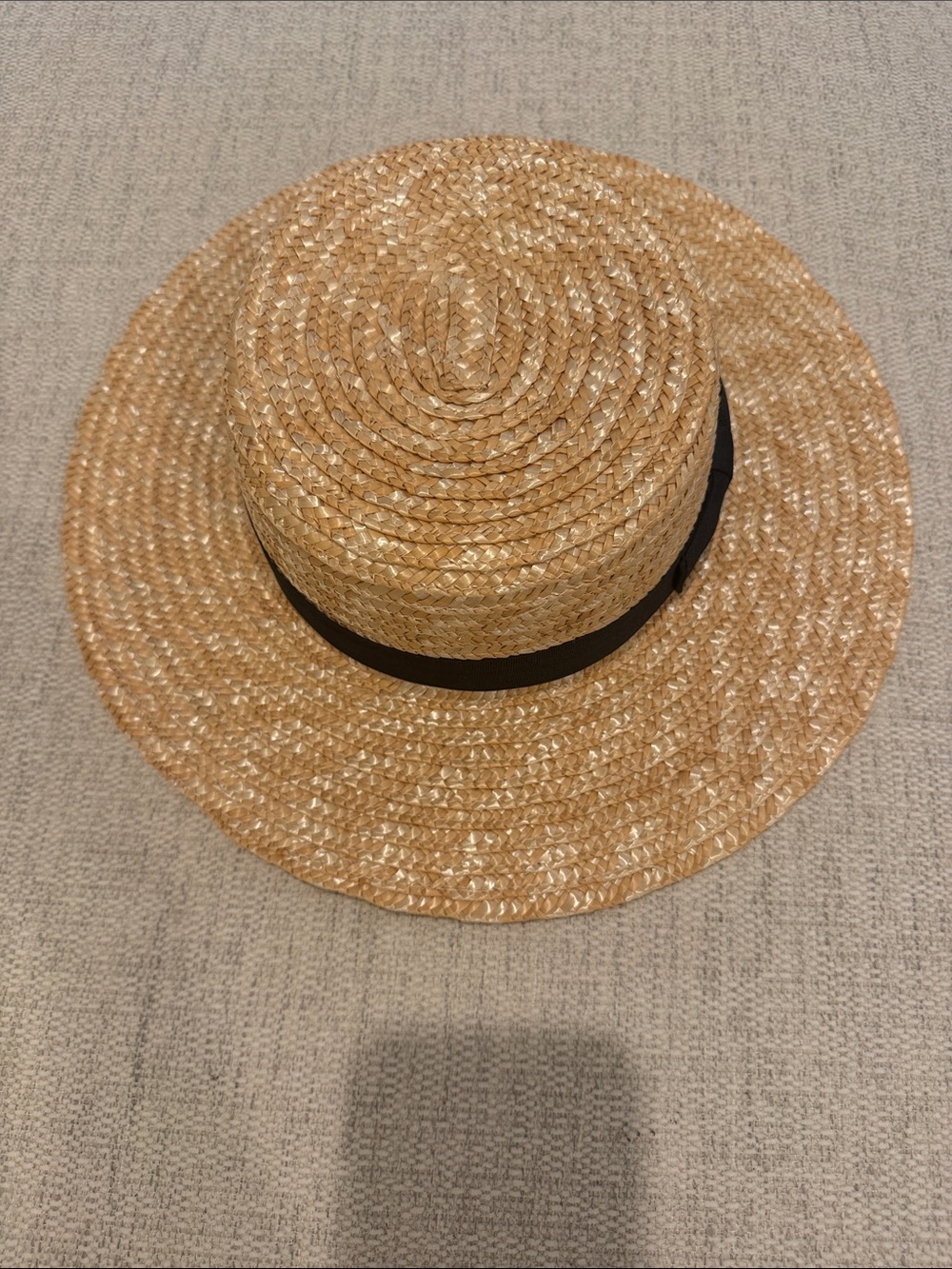 Lack Of Color Natural Straw Boater Hat with Black Band